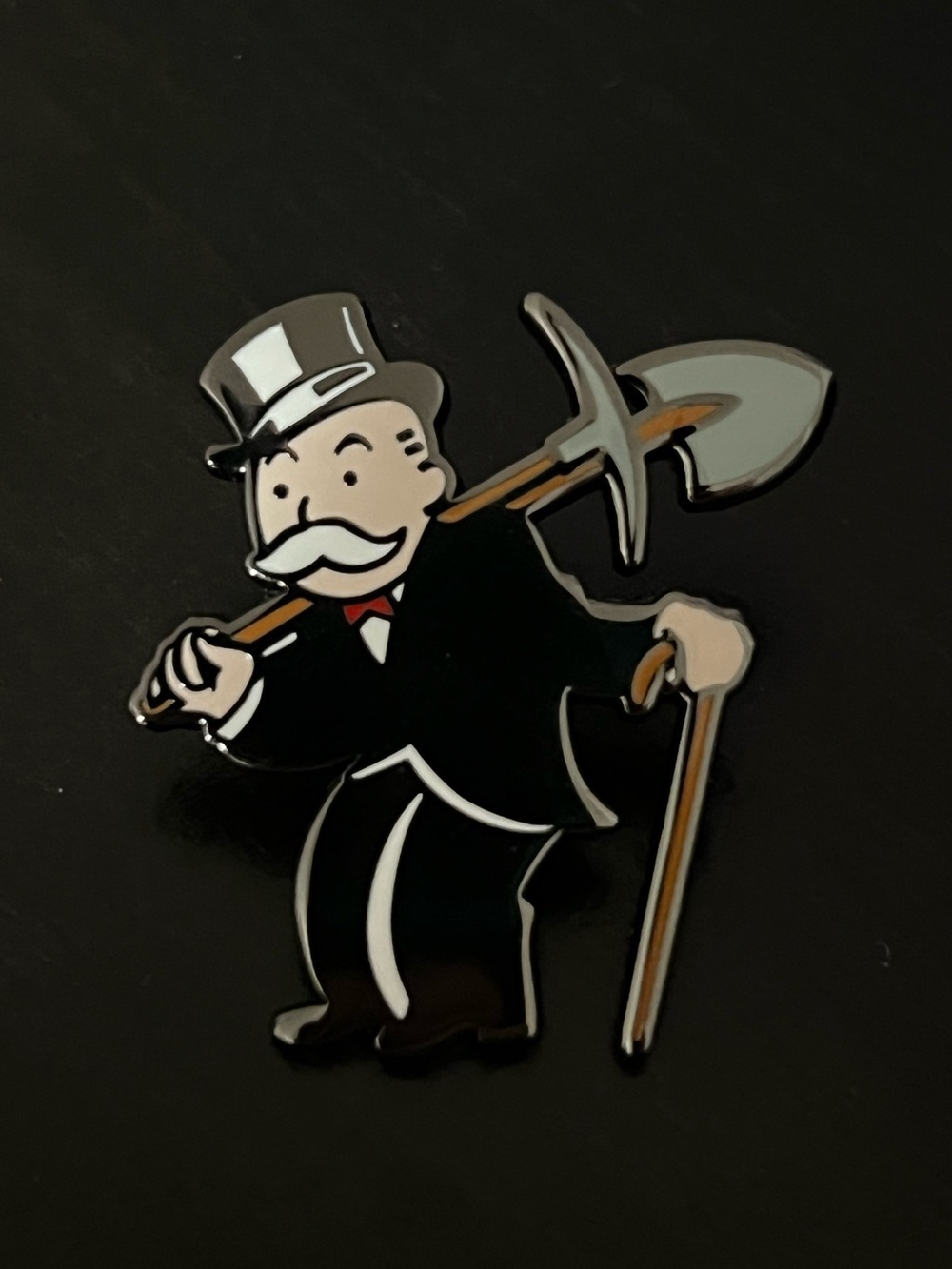 Black Monopoly-style Enamel Pin